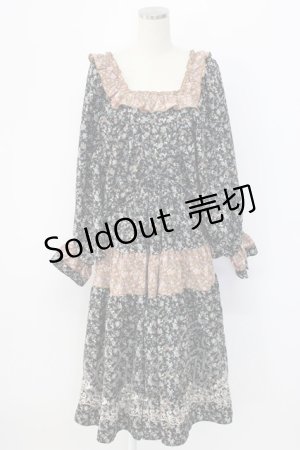画像: axes femme NOSTALGIE / 小花切替裾刺繍ワンピース M ブラック T-25-12-22-021-AX-OP-SA-ZT530