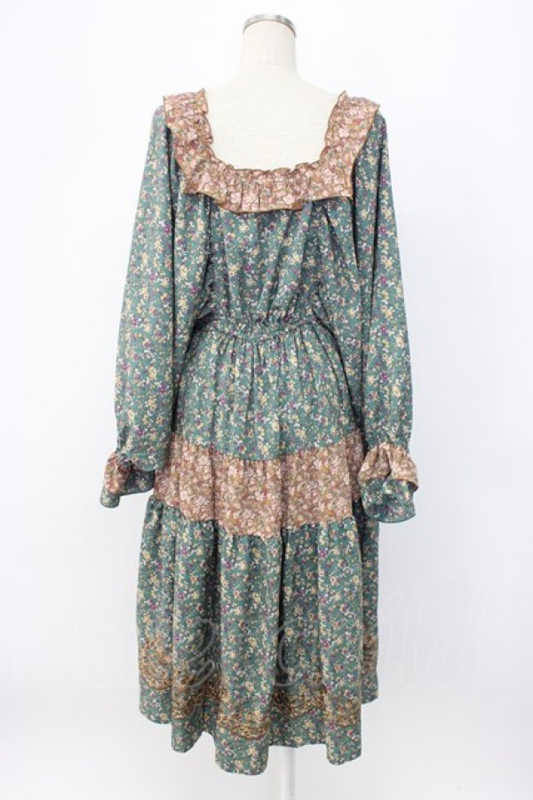画像2: axes femme NOSTALGIE / 小花切替裾刺繍ワンピース M グリーン T-25-12-22-022-AX-OP-SA-ZT (2)