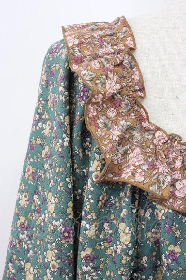 画像3: axes femme NOSTALGIE / 小花切替裾刺繍ワンピース M グリーン T-25-12-22-022-AX-OP-SA-ZT (3)