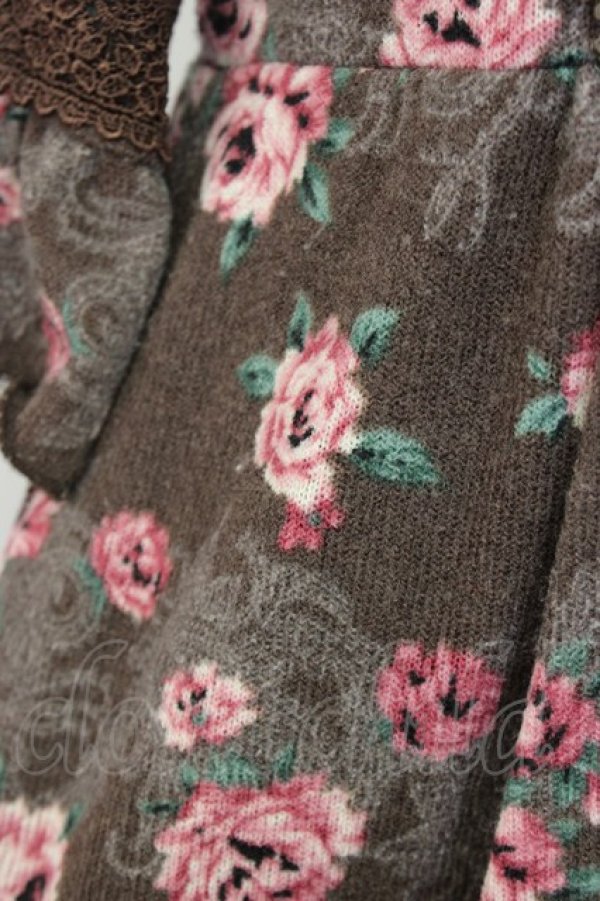 画像5: axes femme / 2リボン&薔薇柄半袖チュニック  ブラウンＸピンク T-25-12-22-025-AX-OP-SA-ZT (5)