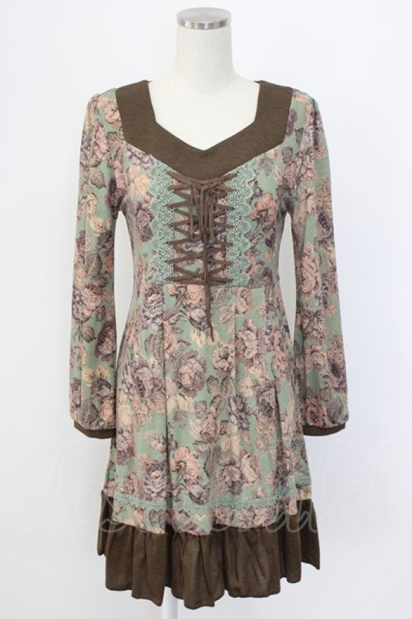 画像1: axes femme / ゴブランプリントチュニック M グリーン T-25-12-22-026-AX-OP-SA-ZT (1)