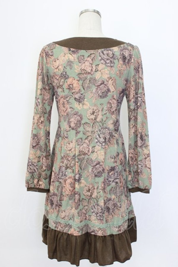 画像2: axes femme / ゴブランプリントチュニック M グリーン T-25-12-22-026-AX-OP-SA-ZT (2)