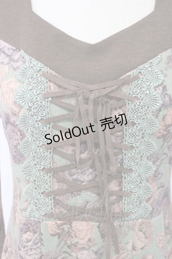 画像4: axes femme / ゴブランプリントチュニック M グリーン T-25-12-22-026-AX-OP-SA-ZT (4)