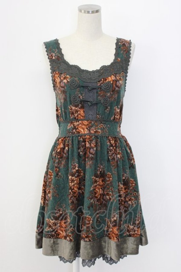 画像1: axes femme / アンティークブーケ柄チュニ  グリーン T-25-12-22-027-AX-OP-SA-ZT (1)