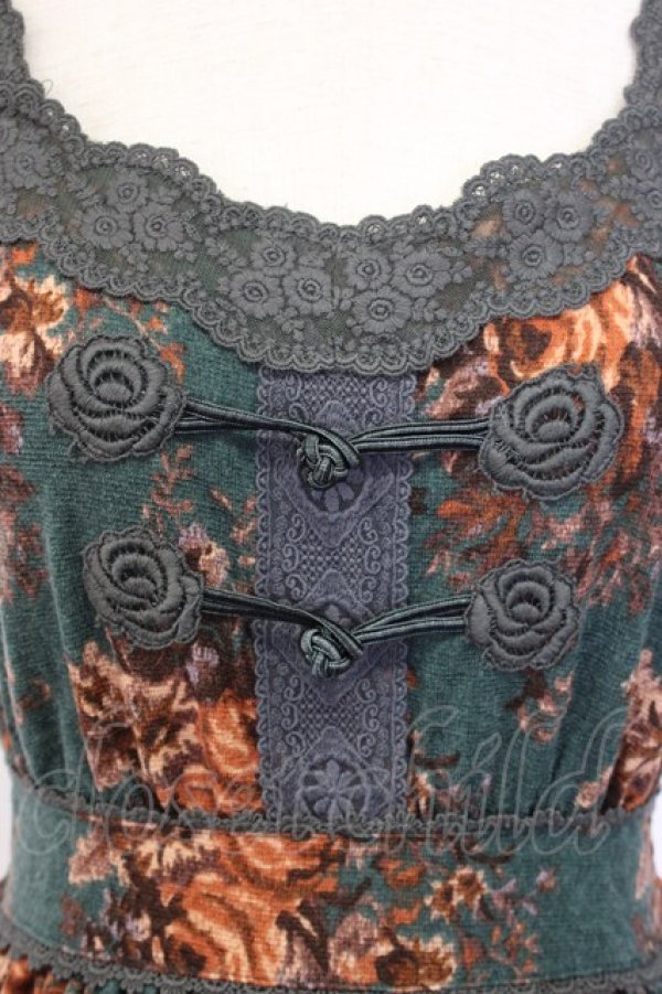 画像4: axes femme / アンティークブーケ柄チュニ  グリーン T-25-12-22-027-AX-OP-SA-ZT (4)