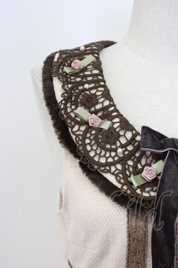 画像3: axes femme / ファーｘツイードレトロワンピース  ピンクＸブラウン T-25-12-22-029-AX-OP-SA-ZT (3)