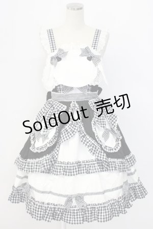 画像: BABY,THE STARS SHINE BRIGHT / うさくみゃちゃんのLovely Cafeジャンパースカート  黒Ｘ白 T-25-12-22-030-BA-OP-SA-ZT