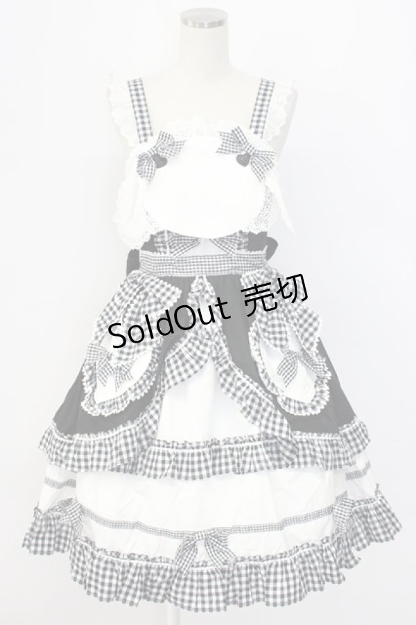 画像1: BABY,THE STARS SHINE BRIGHT / うさくみゃちゃんのLovely Cafeジャンパースカート  黒Ｘ白 T-25-12-22-030-BA-OP-SA-ZT (1)