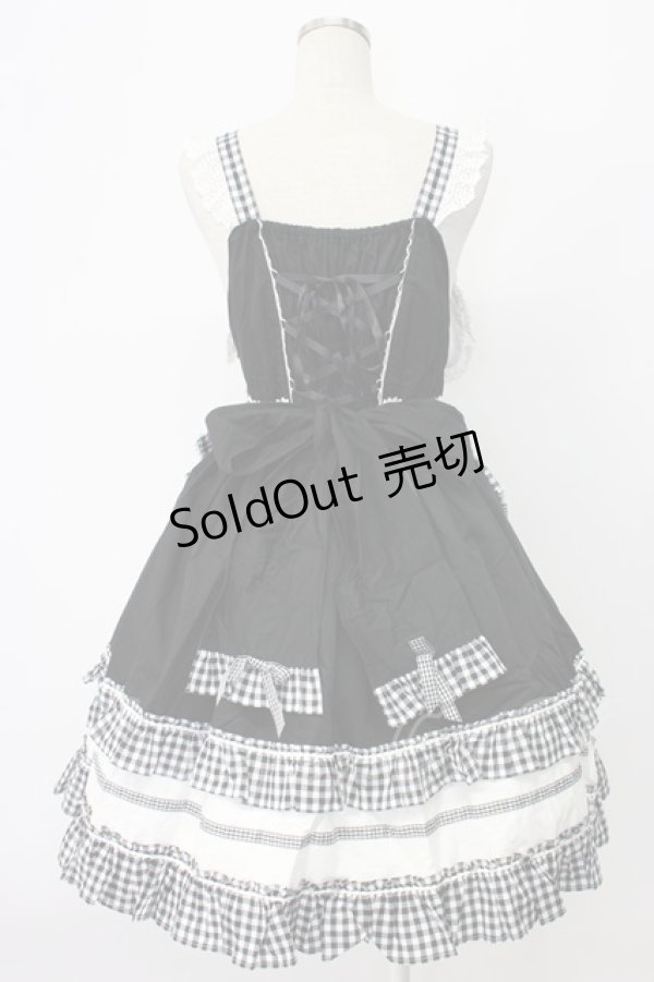 画像2: BABY,THE STARS SHINE BRIGHT / うさくみゃちゃんのLovely Cafeジャンパースカート  黒Ｘ白 T-25-12-22-030-BA-OP-SA-ZT (2)