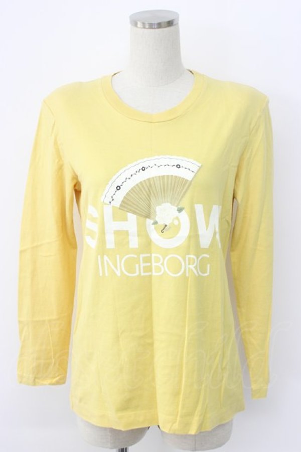 画像1: INGEBORG / 扇プリント長袖Tシャツ  イエロー T-25-12-22-004-LO-TS-SA-ZT (1)