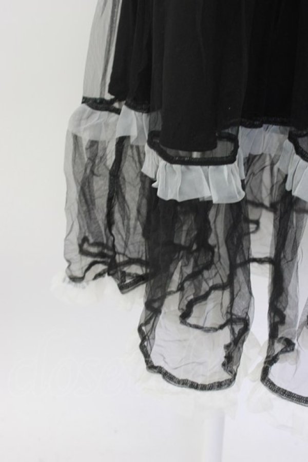 画像4: LISTEN FLAVOR / フリルチュールスカート  黒Ｘサックス T-25-12-22-036-PU-SK-SA-ZT (4)