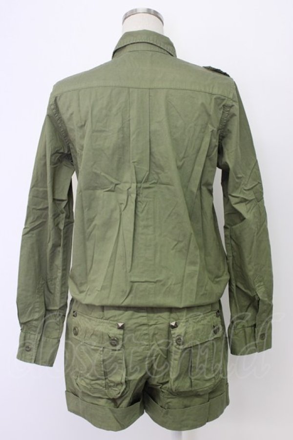 画像2: WORLD WIDE LOVE！(Rydia) / スタッズ長袖つなぎ  カーキ T-25-12-22-037-PU-OP-SA-ZT (2)