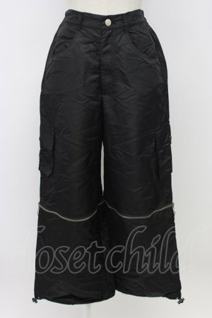 画像: LISTEN FLAVOR / ZIP切り替えサテンパンツ  黒Ｘシルバー T-25-12-22-039-PU-PA-SA-ZT