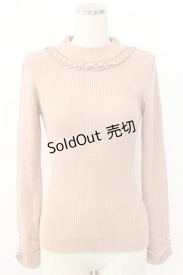 画像1: axes femme / ビジューボトルネックリブプルオーバー M ピンク T-25-12-22-009-AX-TO-SA-ZT (1)