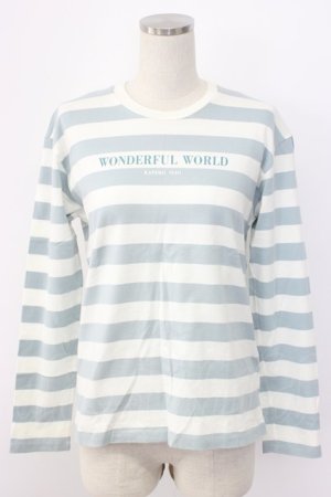 画像: WONDERFUL WORLD / ボーダーロゴ長袖Tシャツ  サックスストラップ T-25-12-22-010-LO-TS-SA-ZT