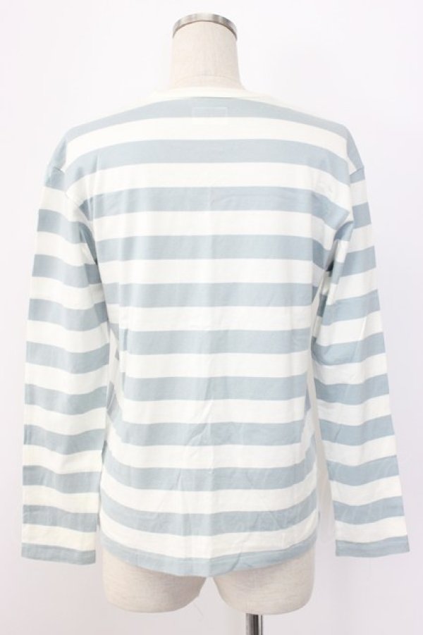 画像2: WONDERFUL WORLD / ボーダーロゴ長袖Tシャツ  サックスストラップ T-25-12-22-010-LO-TS-SA-ZT (2)