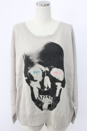 画像: WORLD WIDE LOVE！(Rydia) / ドクロニットトップス  グレーＸ黒 T-25-12-22-011-PU-BL-SA-ZT