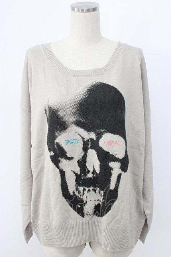 画像1: WORLD WIDE LOVE！(Rydia) / ドクロニットトップス  グレーＸ黒 T-25-12-22-011-PU-BL-SA-ZT (1)