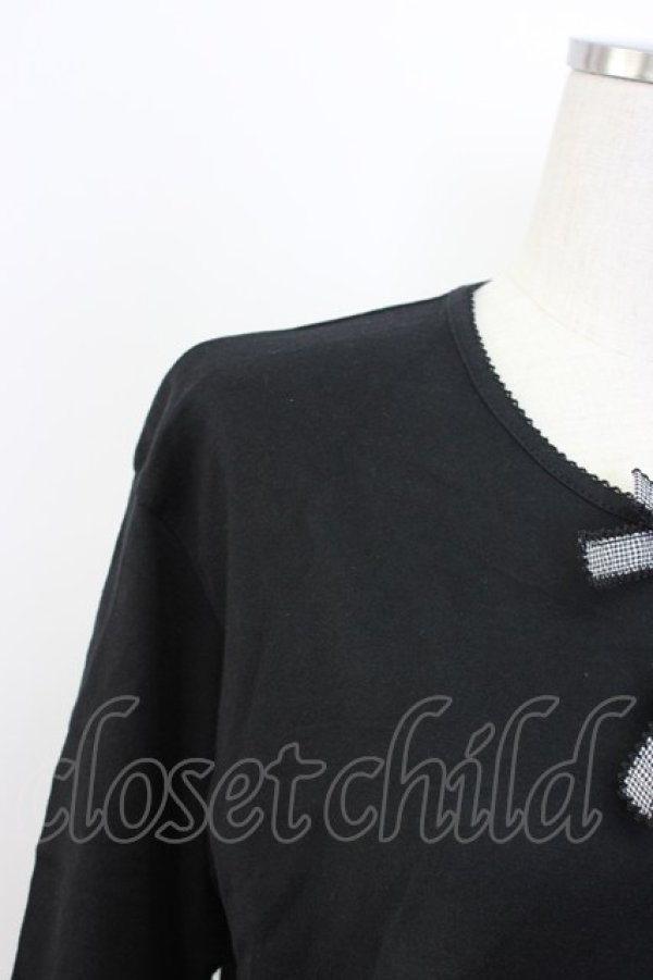 画像4: WONDERFUL WORLD / リボン&クローバTシャツ  ブラック T-25-12-22-018-LO-TS-SA-ZT (4)
