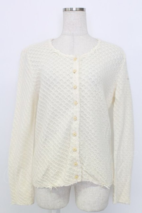 画像1: INGEBORG / お花ボタンニットカーディガン  アイボリー T-25-12-25-001-LO-TO-SA-ZT (1)