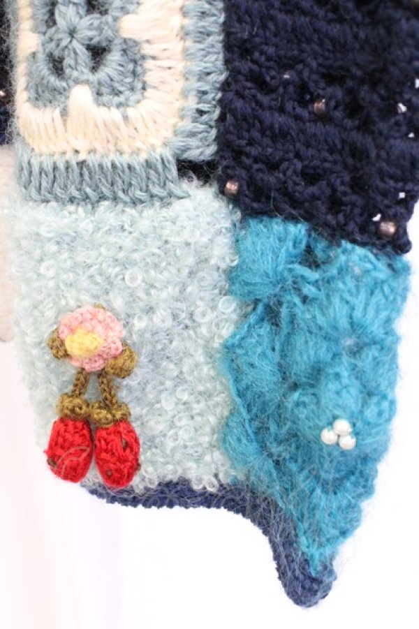 画像6: PINK HOUSE / パッチワークニットカーディガン  青 T-25-12-25-002-LO-TO-SA-ZT412 (6)