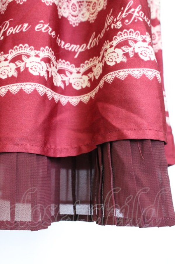 画像4: axes femme / メッセージ柄スカート  ボルドー T-25-12-25-023-AX-SK-SA-ZT (4)