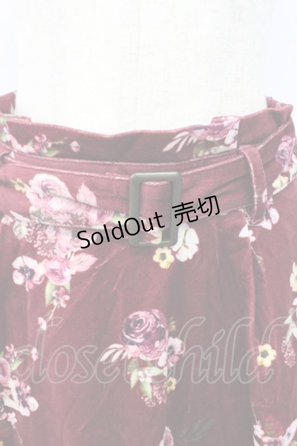 画像3: axes femme / 花柄プリントベロアスカート  ボルドー T-25-12-25-024-AX-SK-SA-ZT429 (3)