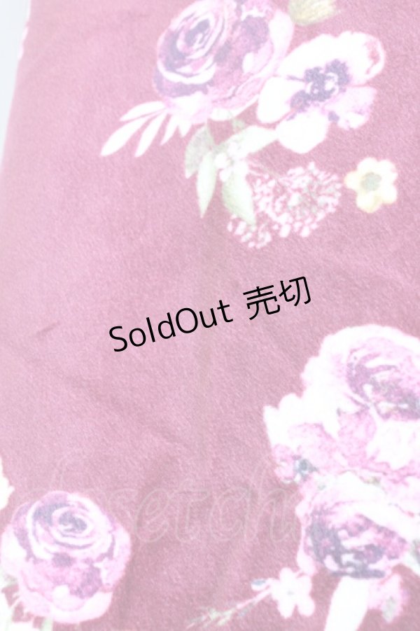 画像6: axes femme / 花柄プリントベロアスカート  ボルドー T-25-12-25-024-AX-SK-SA-ZT429 (6)