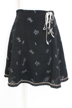 画像: axes femme / 刺繍&編み上げスカート M ブラック T-25-12-25-029-AX-SK-SA-ZT