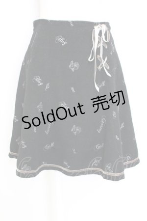 画像: axes femme / 刺繍&編み上げスカート M ブラック T-25-12-25-029-AX-SK-SA-ZT436