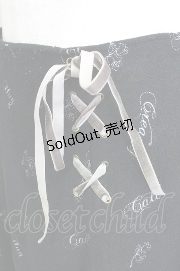 画像3: axes femme / 刺繍&編み上げスカート M ブラック T-25-12-25-029-AX-SK-SA-ZT436 (3)