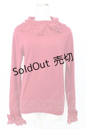 画像: axes femme kawaii / レーシーフリルニットプル M ボルドー T-25-12-25-004-AX-TO-SA-ZT