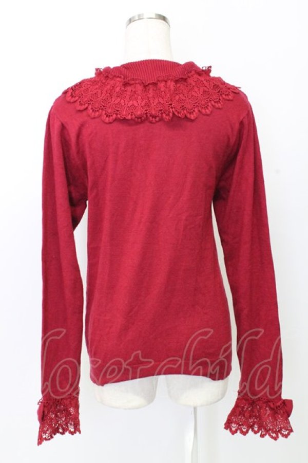 画像2: axes femme kawaii / レーシーフリルニットプル M ボルドー T-25-12-25-004-AX-TO-SA-ZT (2)