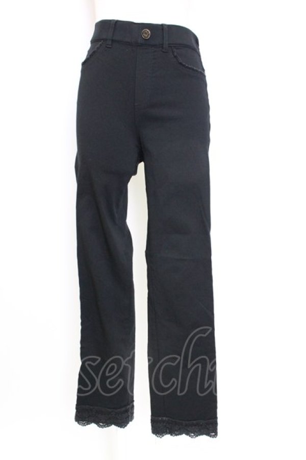 画像1: axes femme / 裾レースストレッチパンツ M 黒 T-25-12-25-036-AX-PA-SA-ZT (1)