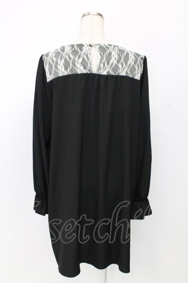 画像2: axes femme / レース配色Aラインワンピース M ブラック T-25-12-25-005-AX-OP-SA-ZT (2)