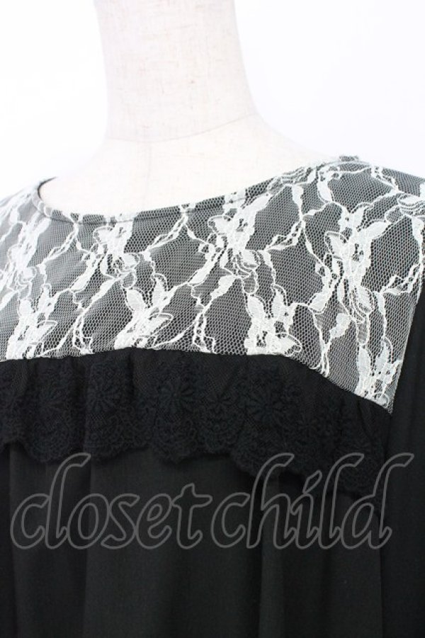 画像3: axes femme / レース配色Aラインワンピース M ブラック T-25-12-25-005-AX-OP-SA-ZT (3)