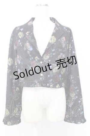 画像: axes femme kawaii / クラシックブーケ柄ジャケット  黒 T-25-12-25-006-AX-JA-SA-ZT
