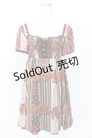 画像: axes femme / ストライプＸ花プリントチュニック M アカ T-25-12-25-007-AX-OP-SA-ZT414