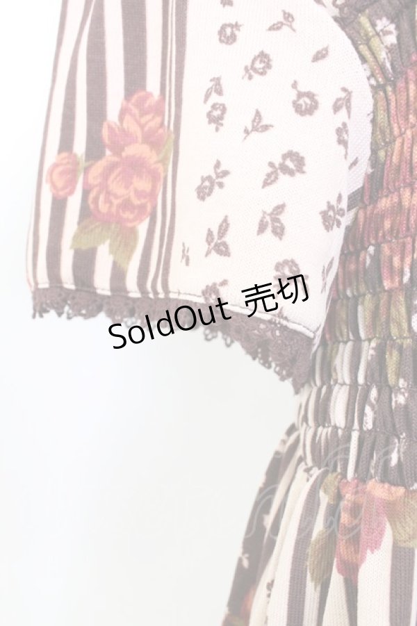 画像3: axes femme / ストライプＸ花プリントチュニック M アカ T-25-12-25-007-AX-OP-SA-ZT414 (3)