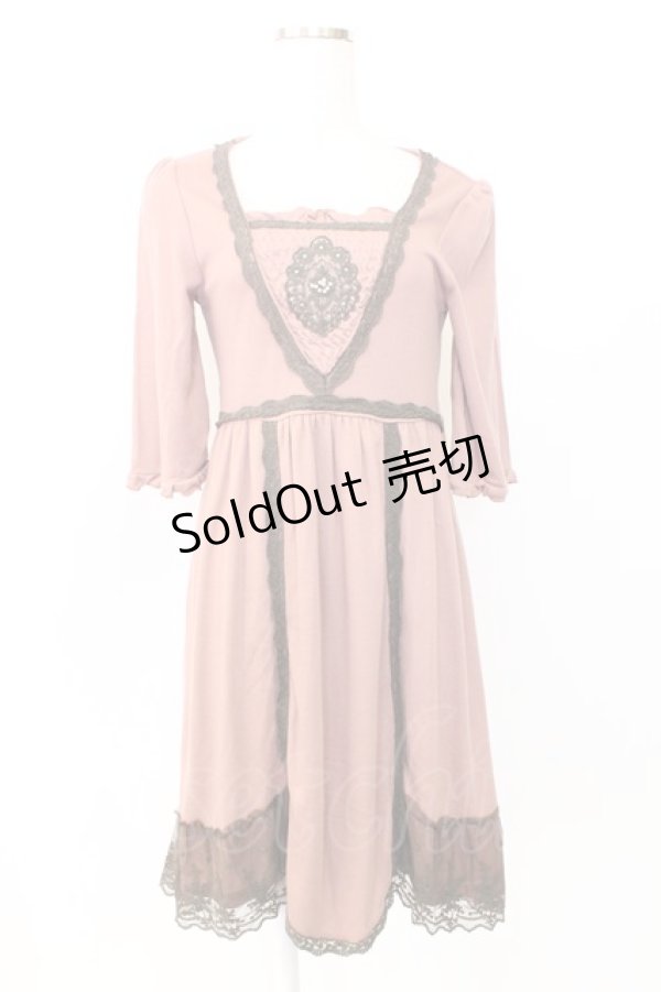 画像1: axes femme / カメオレースカットワンピース  ピンクＸグレー T-25-12-25-010-AX-OP-SA-ZT (1)