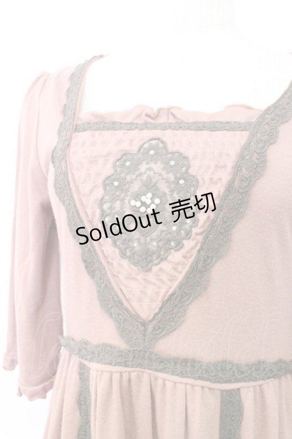 画像3: axes femme / カメオレースカットワンピース  ピンクＸグレー T-25-12-25-010-AX-OP-SA-ZT (3)