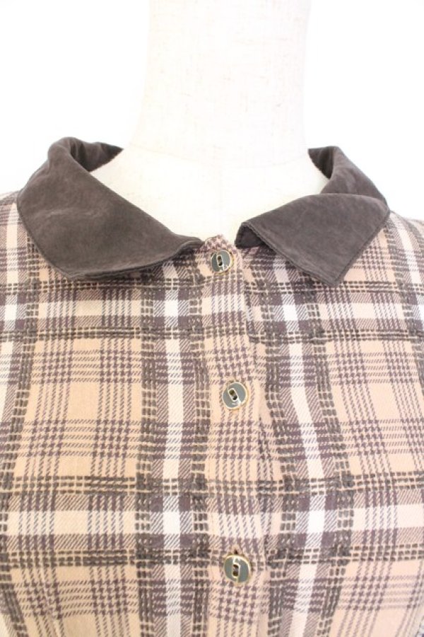 画像3: axes femme / モールチェック柄シャツワンピース M ブラウン T-25-12-25-011-AX-OP-SA-ZT (3)