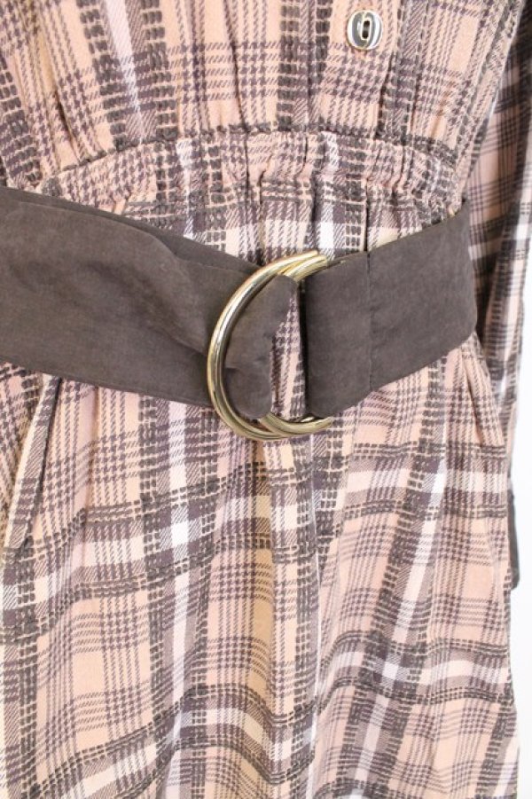 画像4: axes femme / モールチェック柄シャツワンピース M ブラウン T-25-12-25-011-AX-OP-SA-ZT (4)