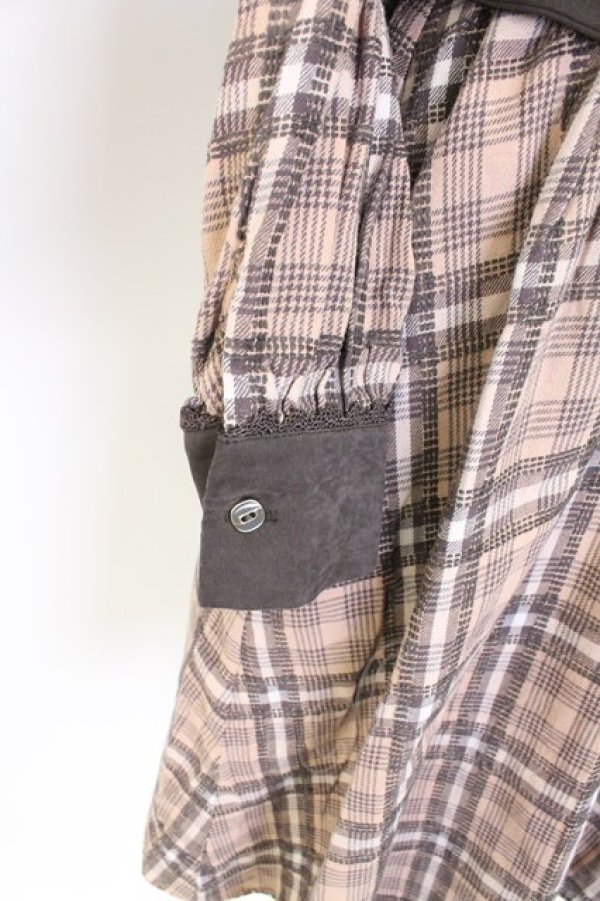 画像5: axes femme / モールチェック柄シャツワンピース M ブラウン T-25-12-25-011-AX-OP-SA-ZT (5)