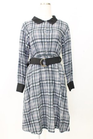 画像: axes femme / モールチェック柄シャツワンピース M ネイビー T-25-12-25-014-AX-OP-SA-ZT