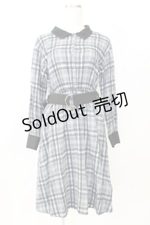 画像: axes femme / モールチェック柄シャツワンピース M ネイビー T-25-12-25-014-AX-OP-SA-ZT