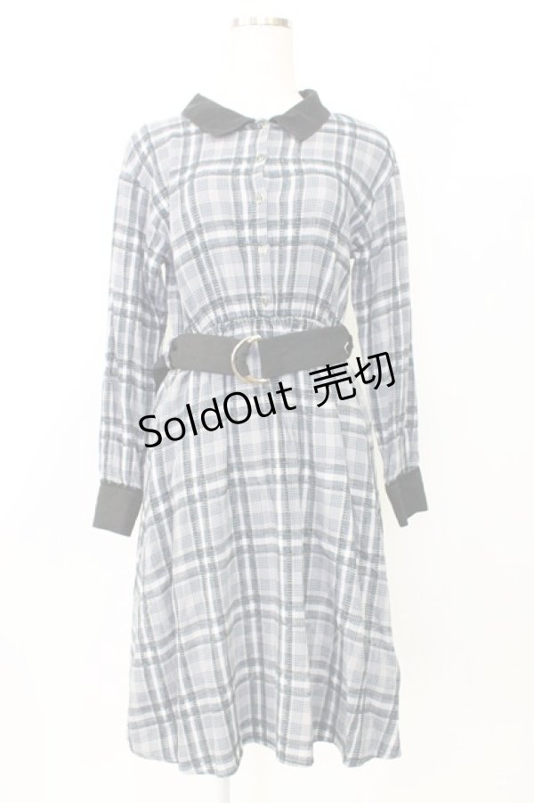 画像1: axes femme / モールチェック柄シャツワンピース M ネイビー T-25-12-25-014-AX-OP-SA-ZT (1)