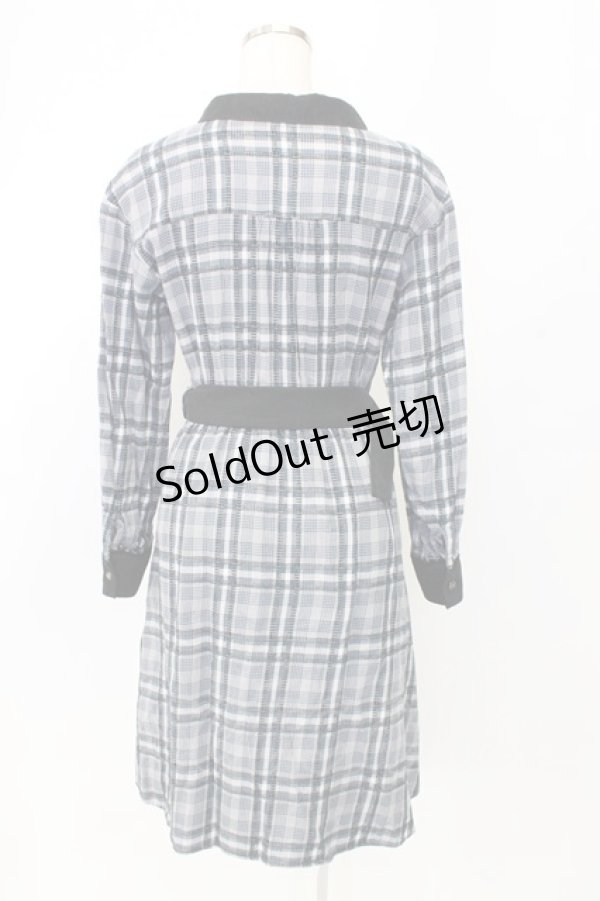 画像2: axes femme / モールチェック柄シャツワンピース M ネイビー T-25-12-25-014-AX-OP-SA-ZT (2)