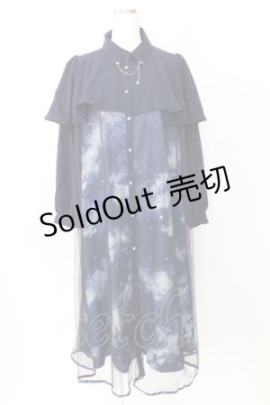 画像: axes femme / テレスコーププリントケープ風ワンピース M ネイビー T-25-12-25-015-AX-OP-SA-ZT