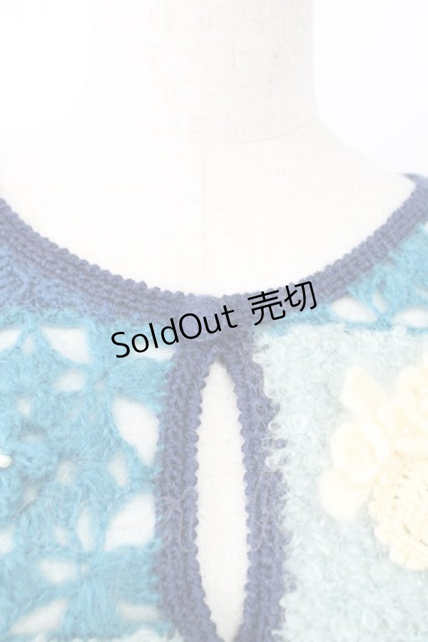 画像3: PINK HOUSE / パッチワークニットカーディガン  青 T-25-12-25-002-LO-TO-SA-ZT (3)